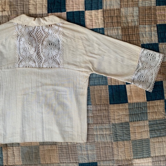 Vintage 1970’s Boho Style Linen and Lace Blouse - Picture 8 of 8